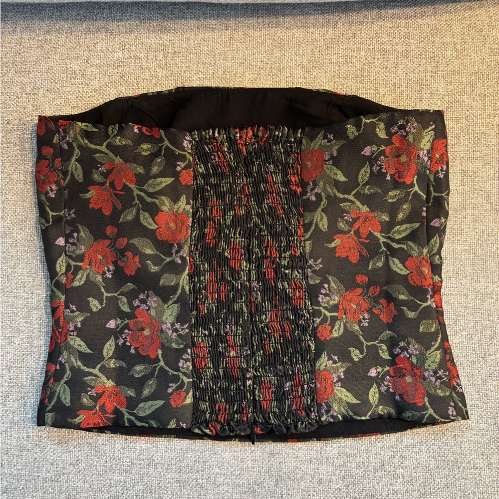 Reformation Black and Red Bustier Crop Top - Picture 2 of 2